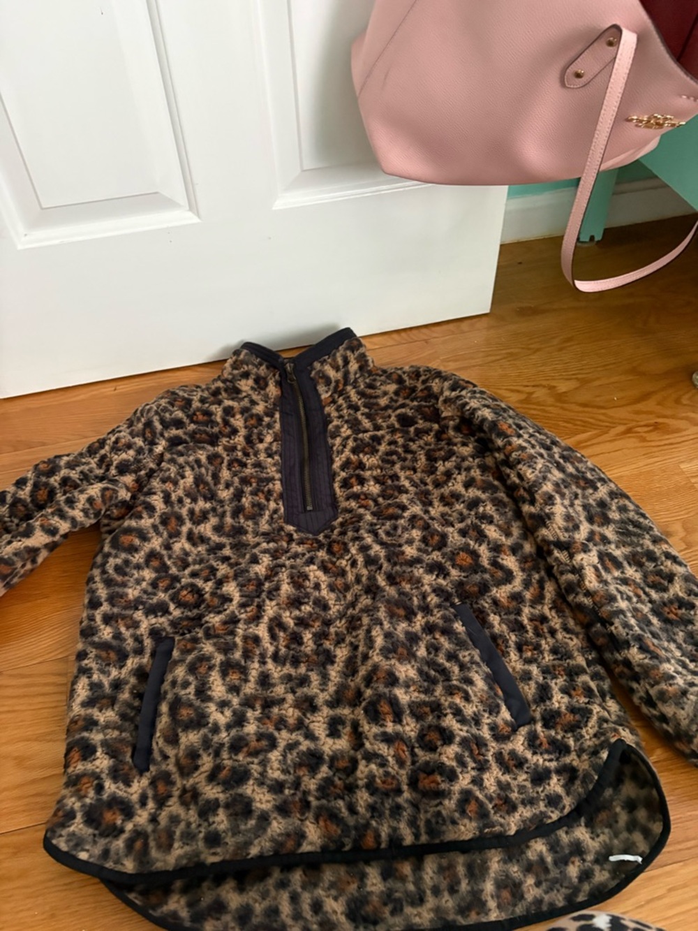 Women’s Plush Leopard Print Pullover Top - Brown